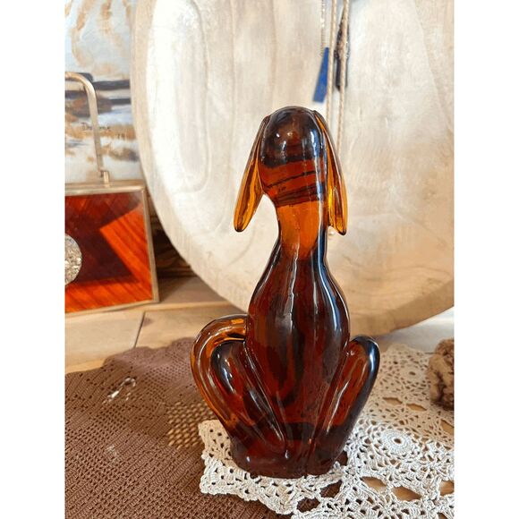 Viking Glass Mould Epic Dog Figurine Shiny Amber Glass Hound by Mosser Glass 8 I - Picture 5 of 5